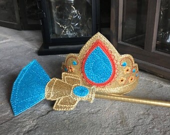 Elena of Avalor inspired Crown and Scepter of Light Set- Glitter and Vinyl Dress Up Accessories