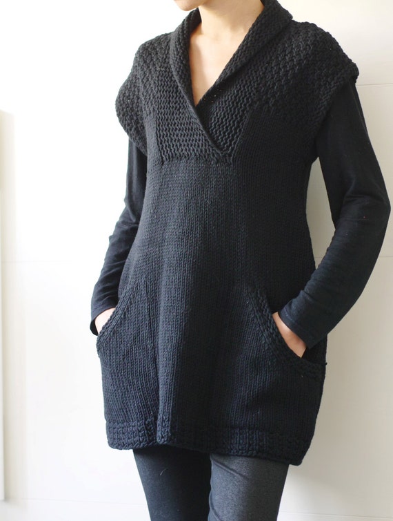 Knitting Pattern PDF: Ebony womens tunic knitting pattern