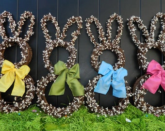 Small Bunny Wreath -Spring Wreath - Easter Decoration - Mini Wreath - Quick Ship
