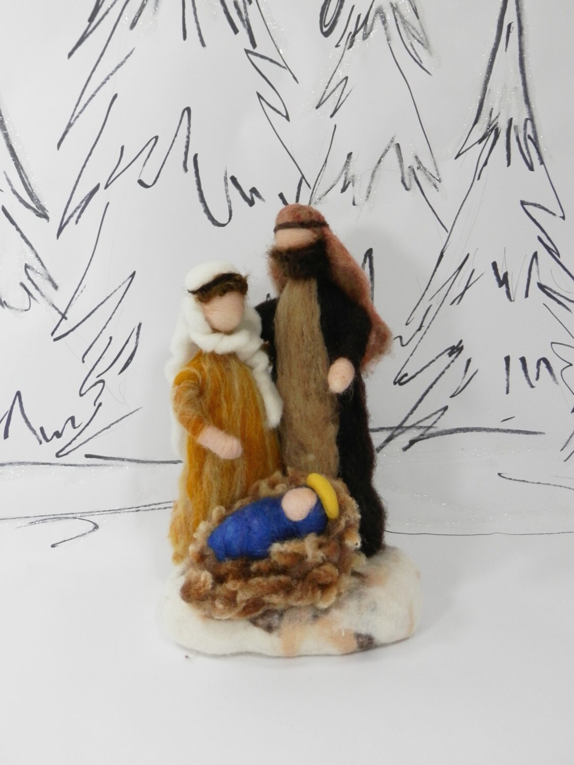 Needle felted Nativity scene Waldorf Christmas Nativity wool