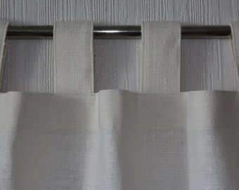 Rustic White Burlap Curtains 100% Linen flax - Set of 2 Panels - Tab Top - Pick Your Burlap Color