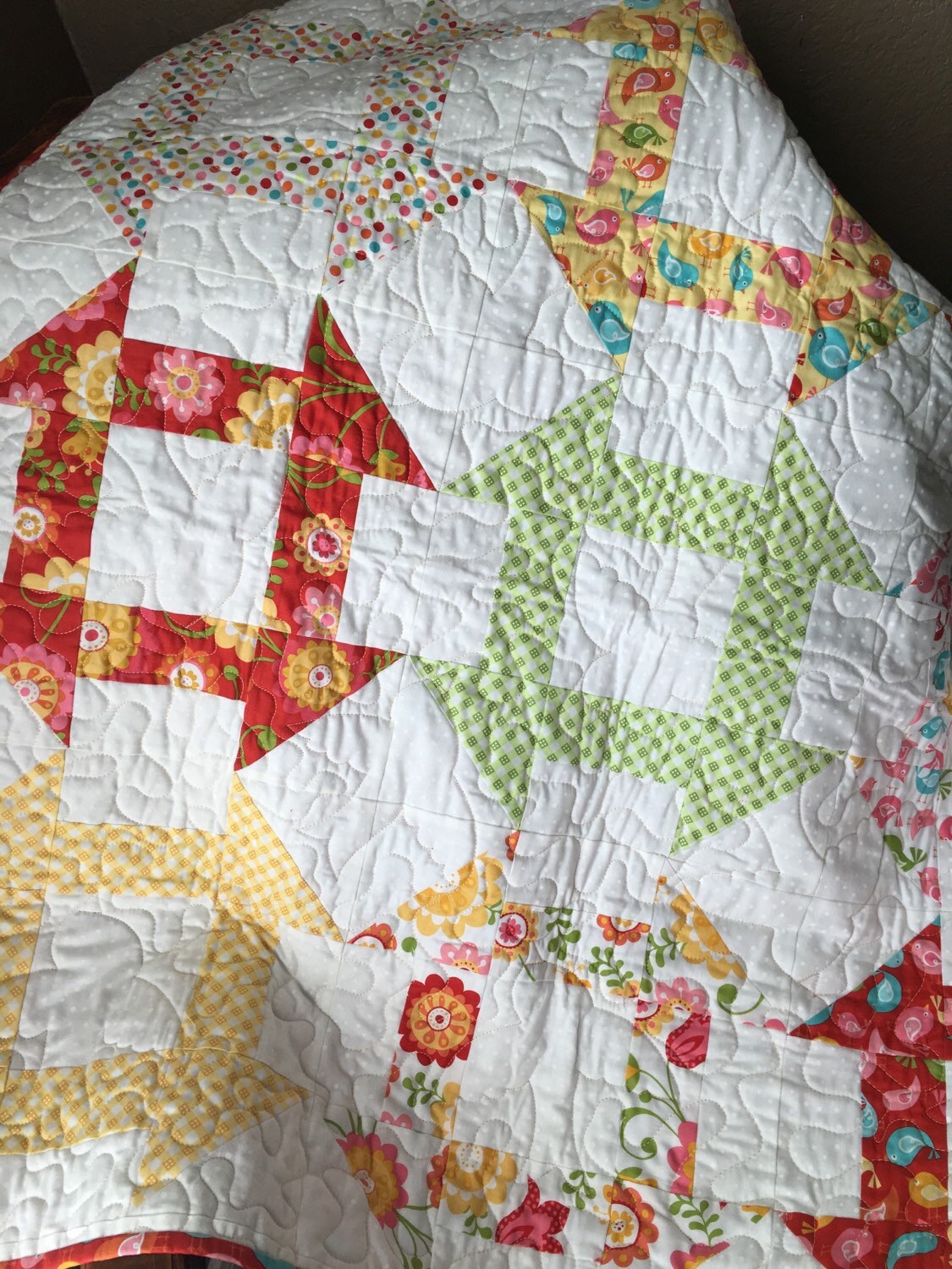 Baby Quilt Handmade Child Bright Riley Blake Hello Sunshine