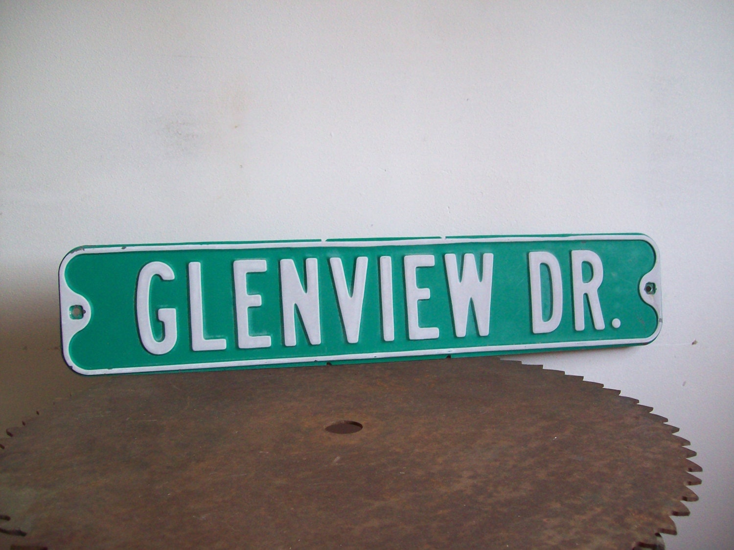 Vintage metal street sign GLENVIEW DR 1960s original sign