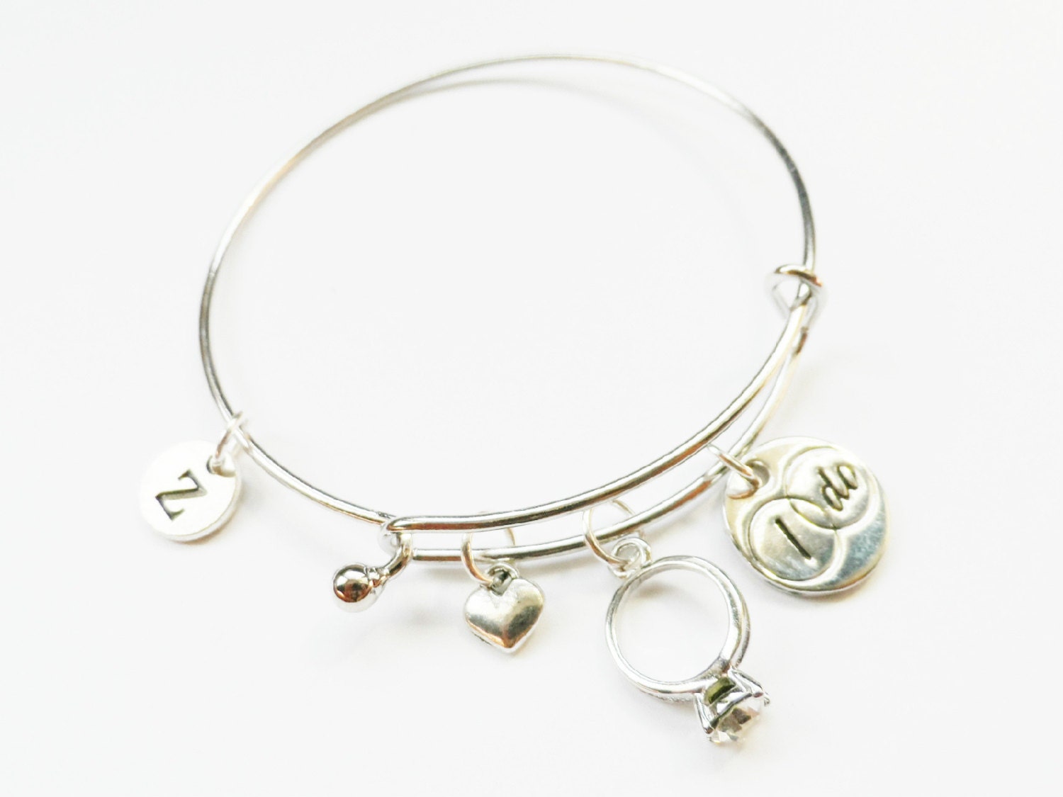 Just Engaged Charm Bangle Just Engaged Silver Charm Bracelet