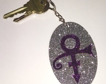Prince, Prince Key Chain, Prince Glitter Key Chain, Prince Symbol Key Chain, Prince Symbol Bling Key Chain, Purple Rain