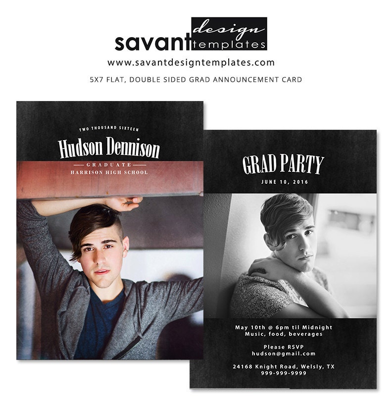 INSTANT DOWNLOAD 5x7 Senior Announcement Template-Hudson