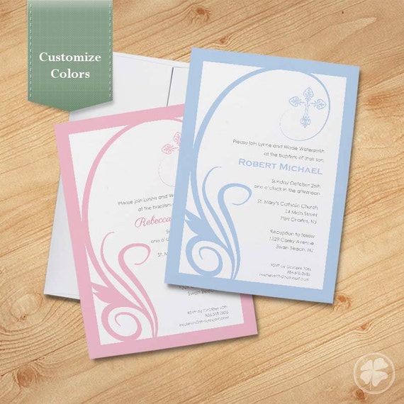 Swirl, First Communion Invitations, Baptism Invitations, Christening Invitations Il_570xn