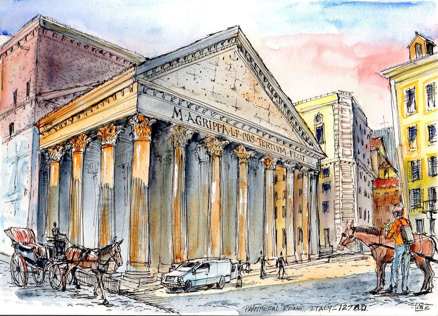 Digital download onlyWatercolor of the Pantheon in Rome