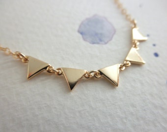 gold triangle necklace - 14K gold-filled chain - multi gold triangle necklace - chain necklace - teeny tiny triangle - dainty jewelry