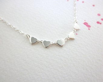 Silver heart necklace - multi silver heart - tiny heart necklace - 925 solid sterling silver - teeny tiny heart - dainty jewelry