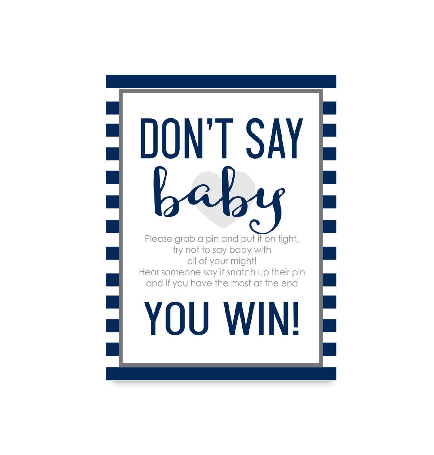 It's just a picture of Lucrative Don't Say Baby Printable It is a photo of Lucrative Don't Say Baby Printable