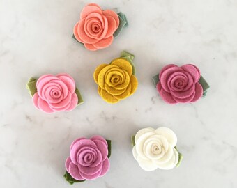 Felt Flower Hair Clip - Pick Your Colors - Wool Felt Rose