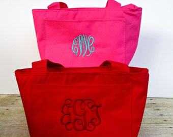 Personalize monogrammed lunch tote, insulated lunch box, insulated lunch bag, insulated can carrying case, for men and women