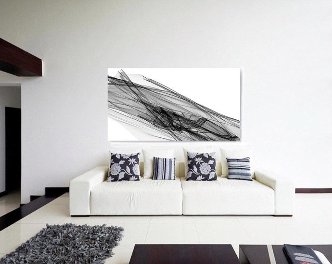 Abstract Black and White 20-46-33. Contemporary Unique Abstract Wall Decor, Large Contemporary Canvas Art Print up to 72" by Irena Orlov
