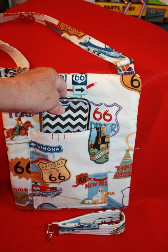 Handcrafted Crossbody Bag Route 66 Travel Arizona Themed