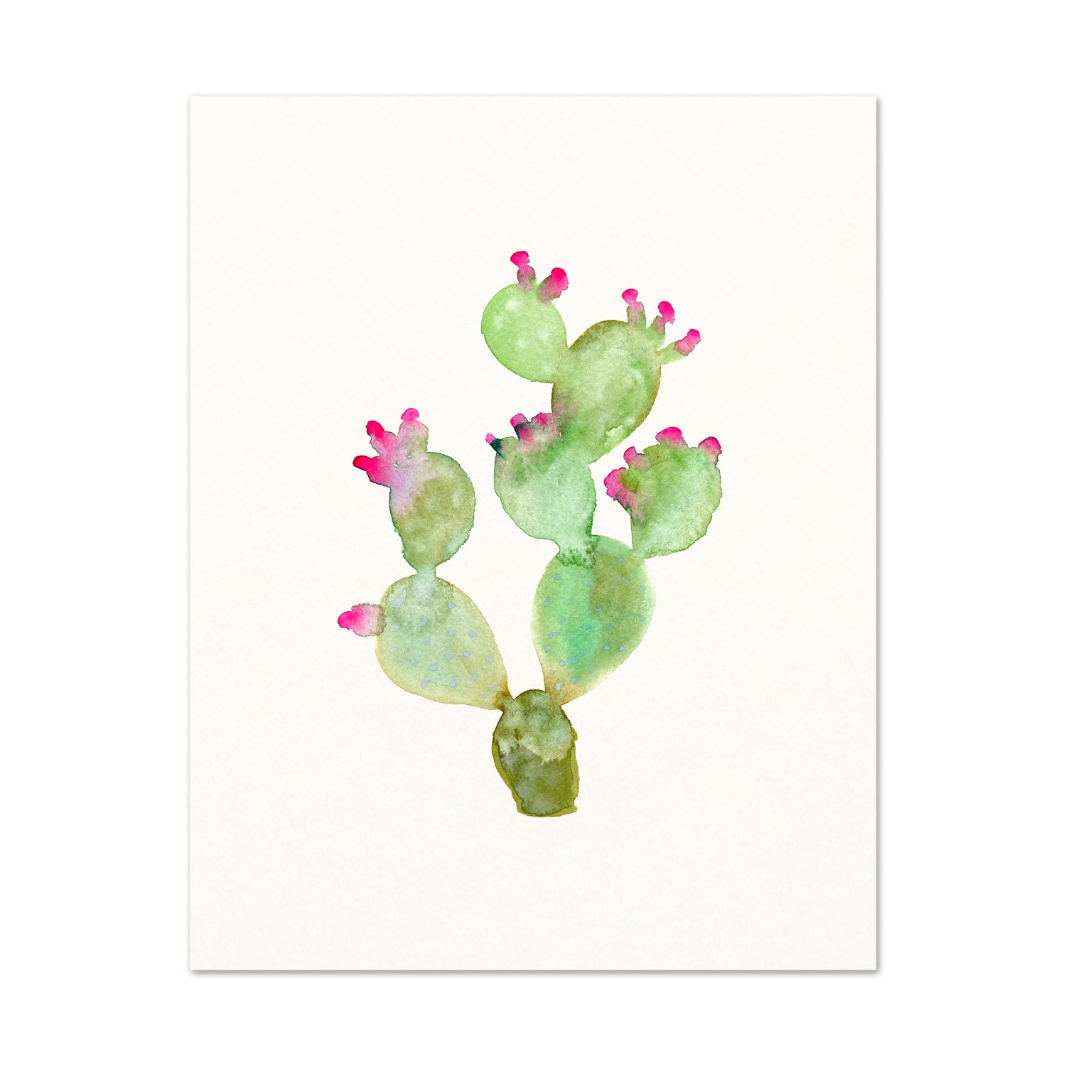 Prickly Pear Cactus Watercolor Art Print. by SnoogsAndWilde