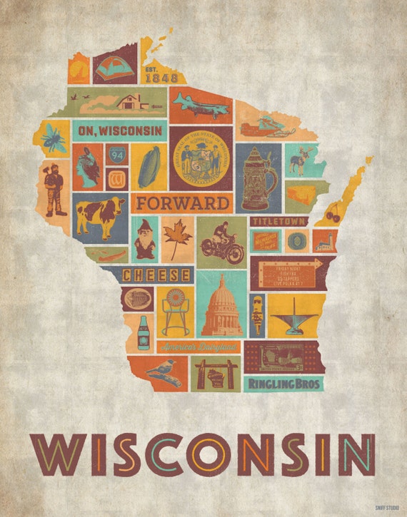 Forward Wisconsin Culture Map Print