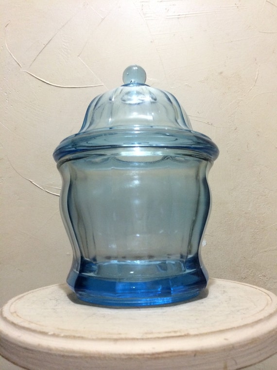 vintage blue glass apothecary jar