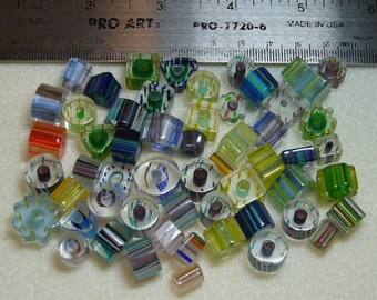 Was 5.00 - DESTASH - Art Glass - Cane Glass - mixed colors - variety shapes and sizes - beads AG195