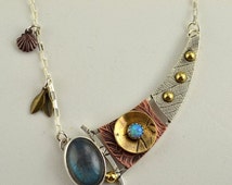 •OOAK - SUENO• labradorite + mixed metal necklace (18