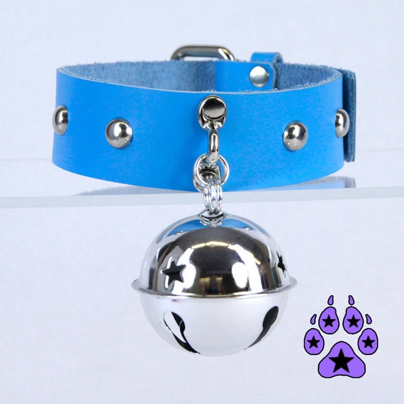 Pawstar BIG Kitty Bell Leather Collar cat choker cosplay nyan