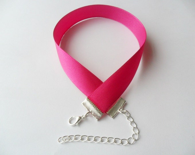 Satin choker necklace Cerise 3/8" or 5/8" width (pick your neck size) Ribbon Choker Necklace