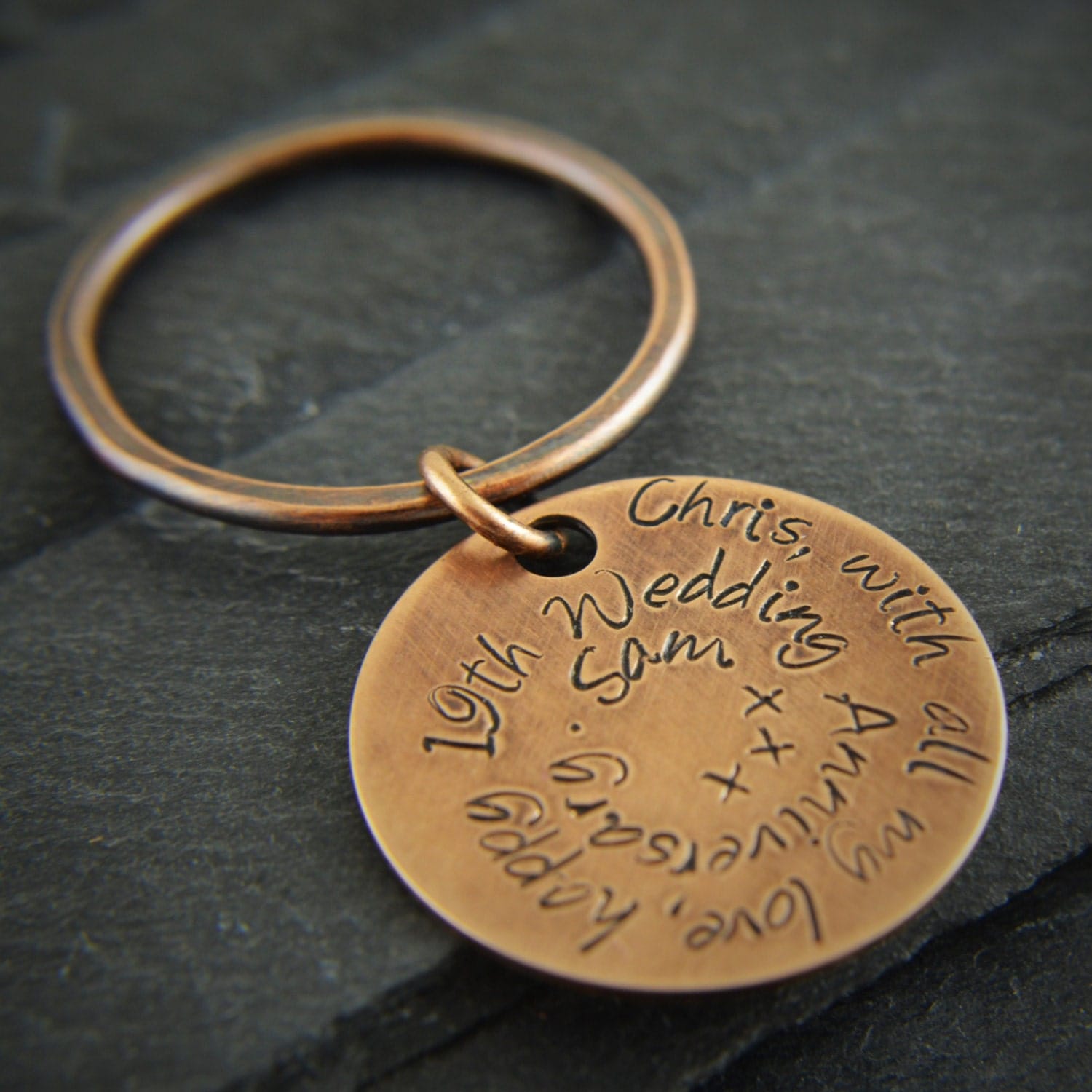 Pure bronze keychain. Bronze anniversary. Bronze gift for him.