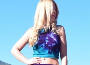 Aqua Purple Crop Top - Yoga Top