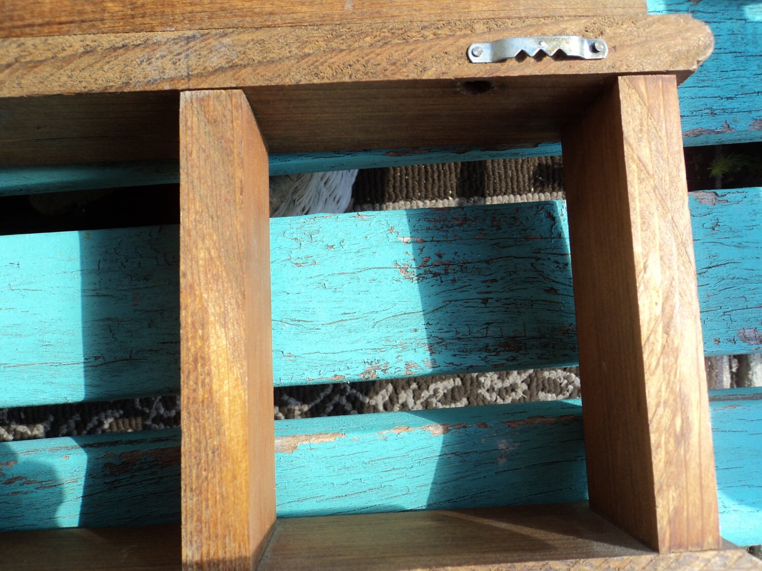 Small wooden display shelf/ two cubbies/ tall enough for