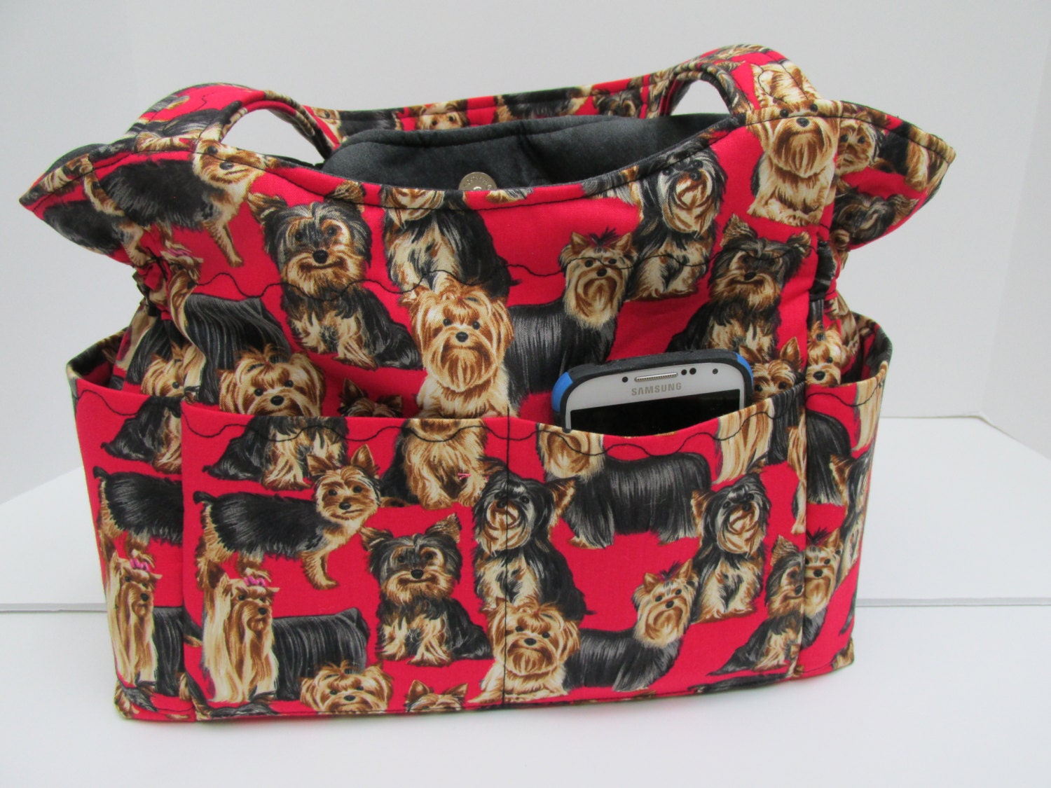 CLEARANCE SALE Yorkie Dog Purse Quilted Red Handbag