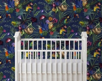 Animal Themed Kids Tropical Exotic Design Wallpaper, Bold Home Décor, Feature Wall