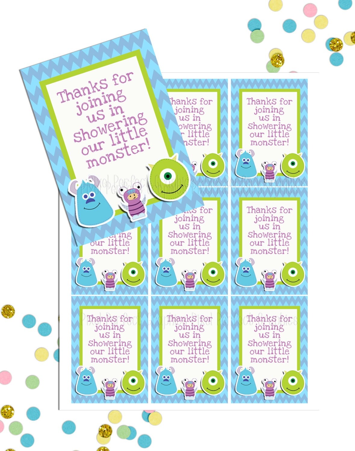 Monsters Inc. Favor Thank You Tags Instant Download