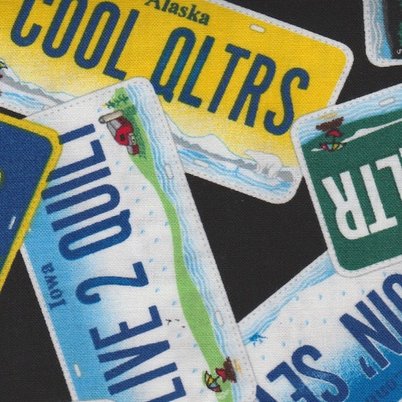 Timeless Treasures Fabric Quilters License Plates Quilting