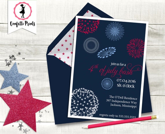 Gender Reveal Party | I Do BBQ | Rehearsal BBQ Invitation | 4th of July Invitation | Fourth Of July Invitation - FIREWORKS | Printable Il_570xn