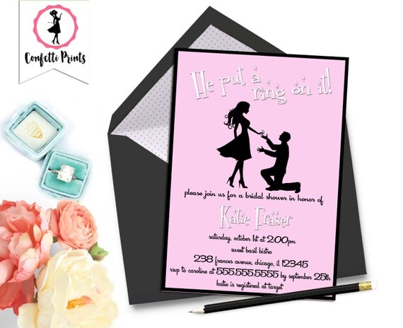 HE Put A RING On It - Diamond Ring Bridal Shower Invitation | Bridal Shower Invite | Engagement Party | Retro Bridal Shower | Printable Il_570xn