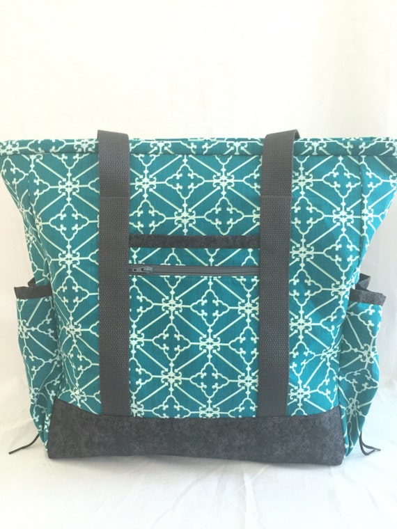 Large Tote Bag with Pockets Teacher Tote Work Tote Teal