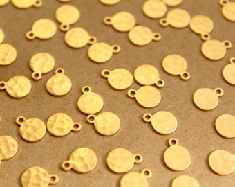 20 pc. Raw Brass Hammered Circle Tags: 7mm by 8.5mm - made in USA | RB-683