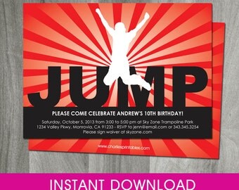 Trampoline Party Invitation, Self Editable, INSTANT DOWNLOAD, Trampoline Birthday, Diy, Printable, Boy Birthday, Personalized, Digital Pdf