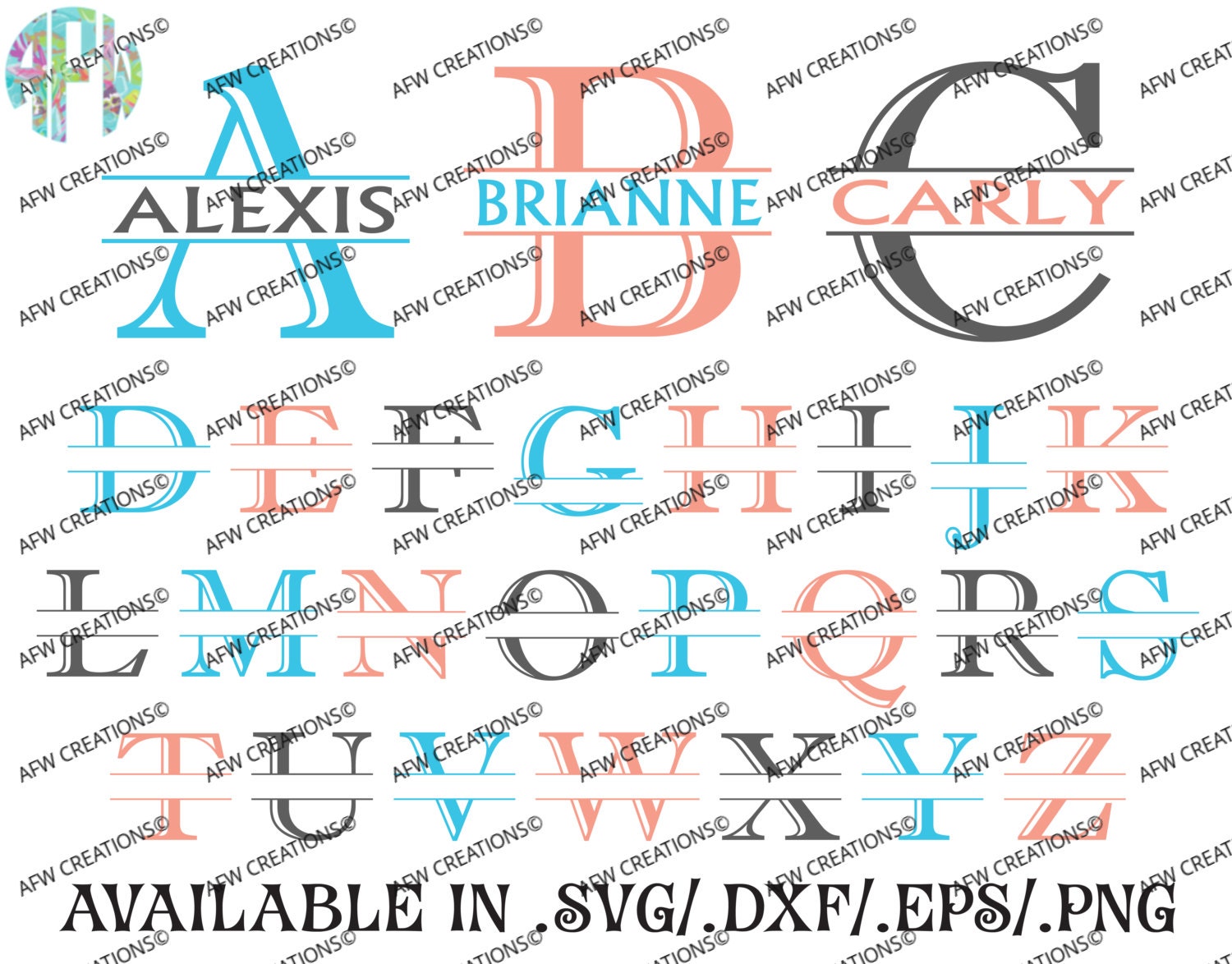 Download Digital Cut Files Split Letters SVG DXF EPS Alphabet