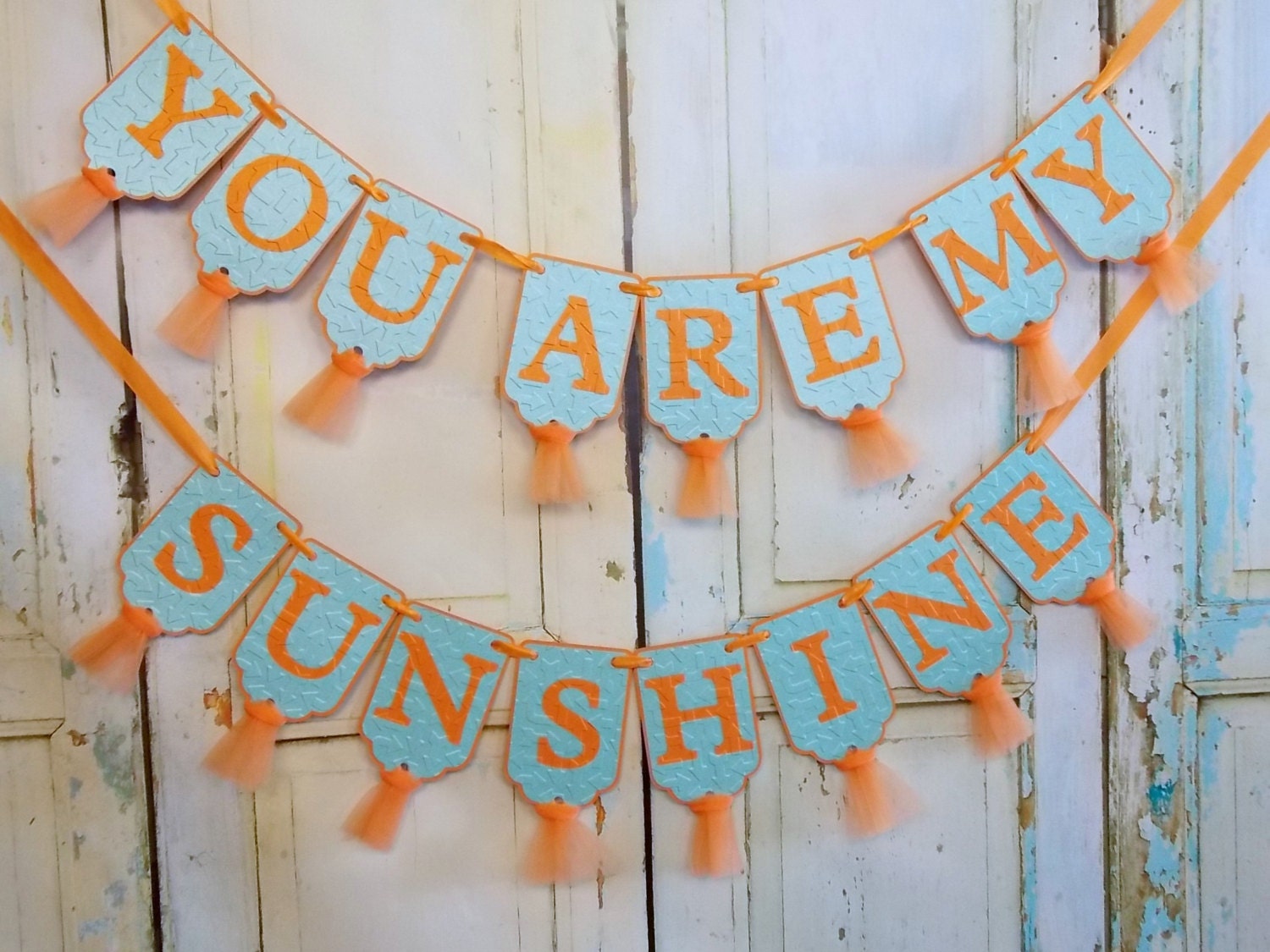 You Are My Sunshine Banner Embossed Orange and by PaperEtcStudio