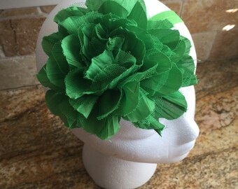 Large Apple Green St. Patrick Day Flower Headband or Hair Clip, Baby Girl Flower Headband, Toddler Girl Headband, Girl Flower Headband