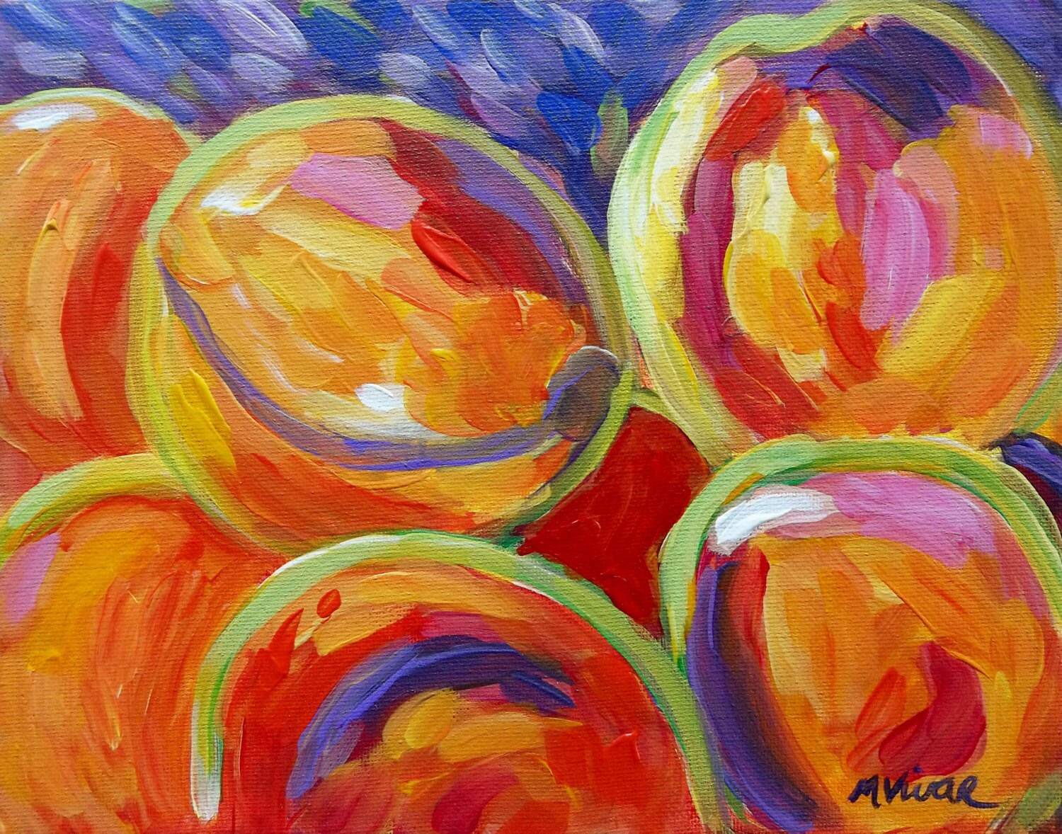 Original abstract fruit kitchen art original acrylic
