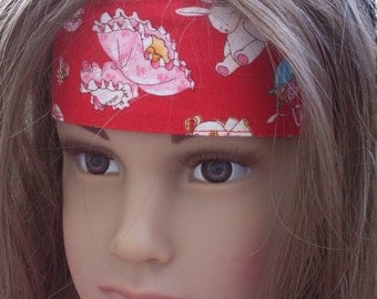 Easter bunny kids headband, girls headband. bunny print fabric