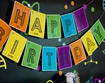 Science Party Happy Birthday Banner - Science Party Decorations - Science Experiment Instant Download and Editable File