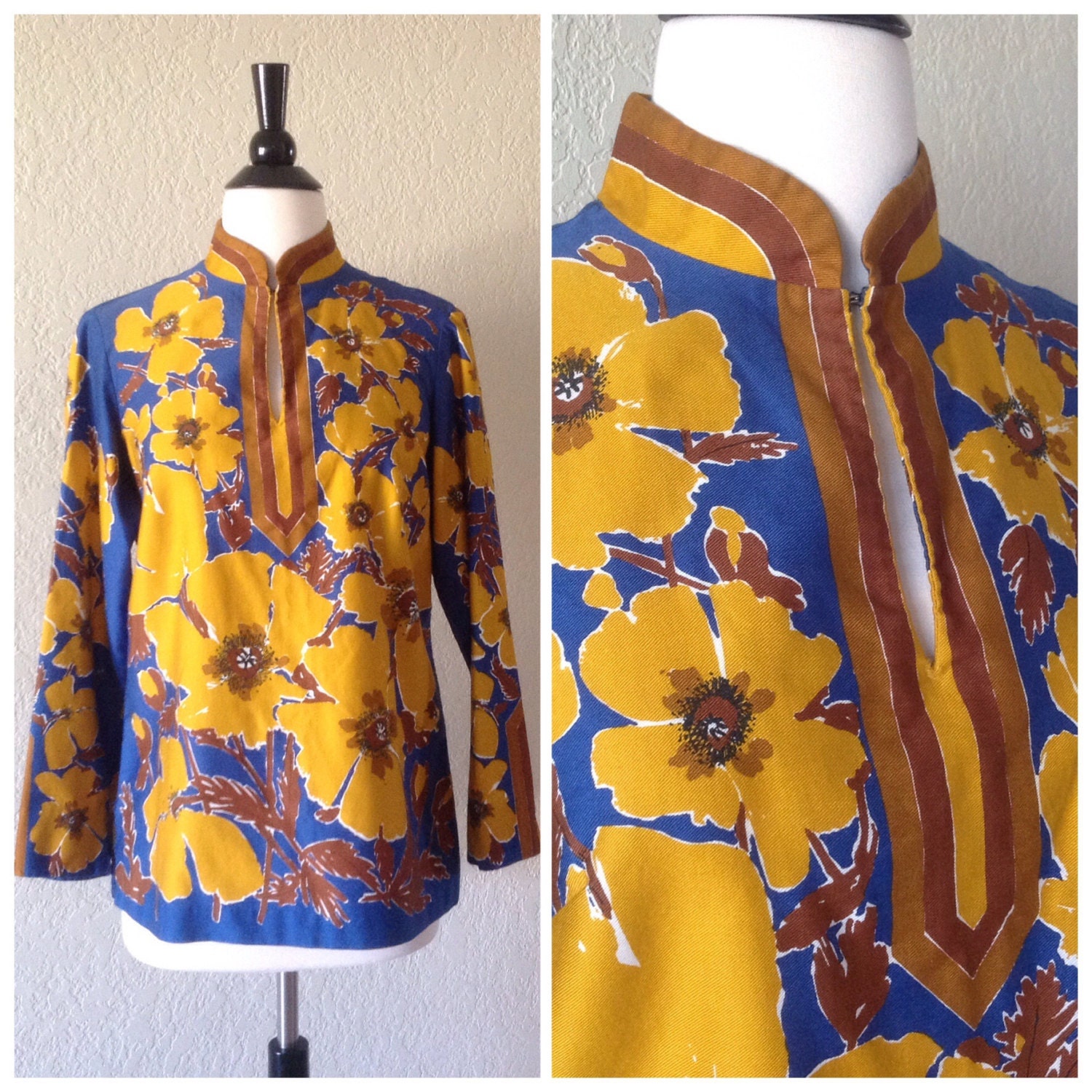 Vintage VERA NEUMANN signed blouse 1970's / vivid colors