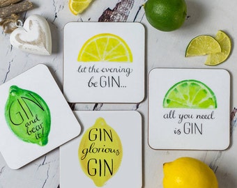 Humorous Gin Coasters - Funny Coasters - Funny Gift For The Home - Funny Gin Gift - Gift For Gin Lovers - Gin Coasters - Funny Birthday Gift