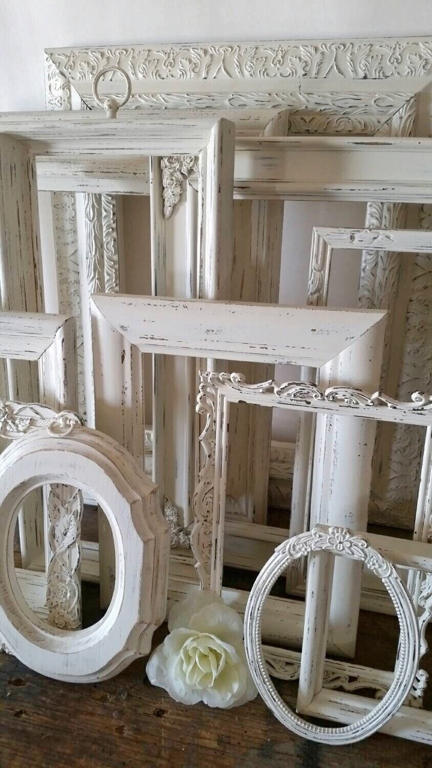 Antique White Picture Frame Set Of 12 Open by SeaLoveAndSalt