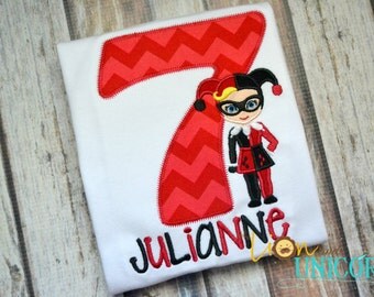 Harley Quinn Birthday Shirt - Number can be changed - DC Super Girls