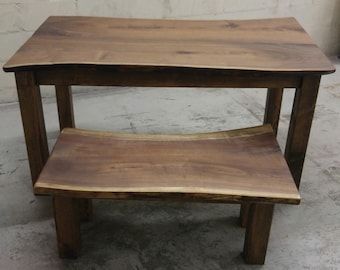 Black Walnut Slab Table and Bench Combo