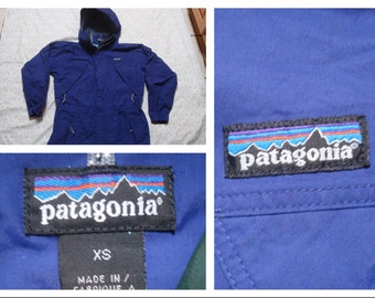 Vintage Retro Men's 90's Patagonia Parka Shell Purple Hood Full Zip Jacket XS